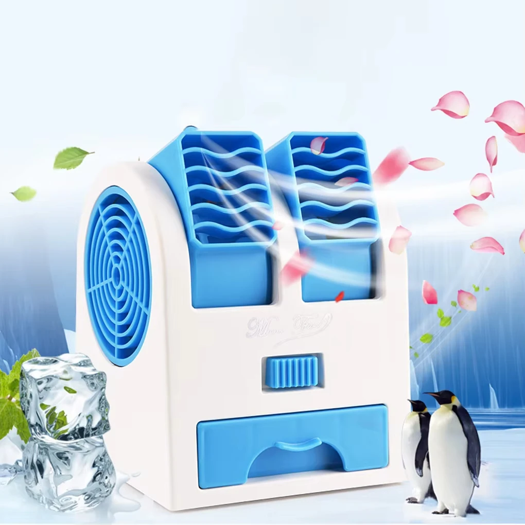 USB mini-airconditioner, draagbare persoonlijke koelventilator met dubbele luchtuitlaat, zomerse bureau-luchtkoeler_voghion.com