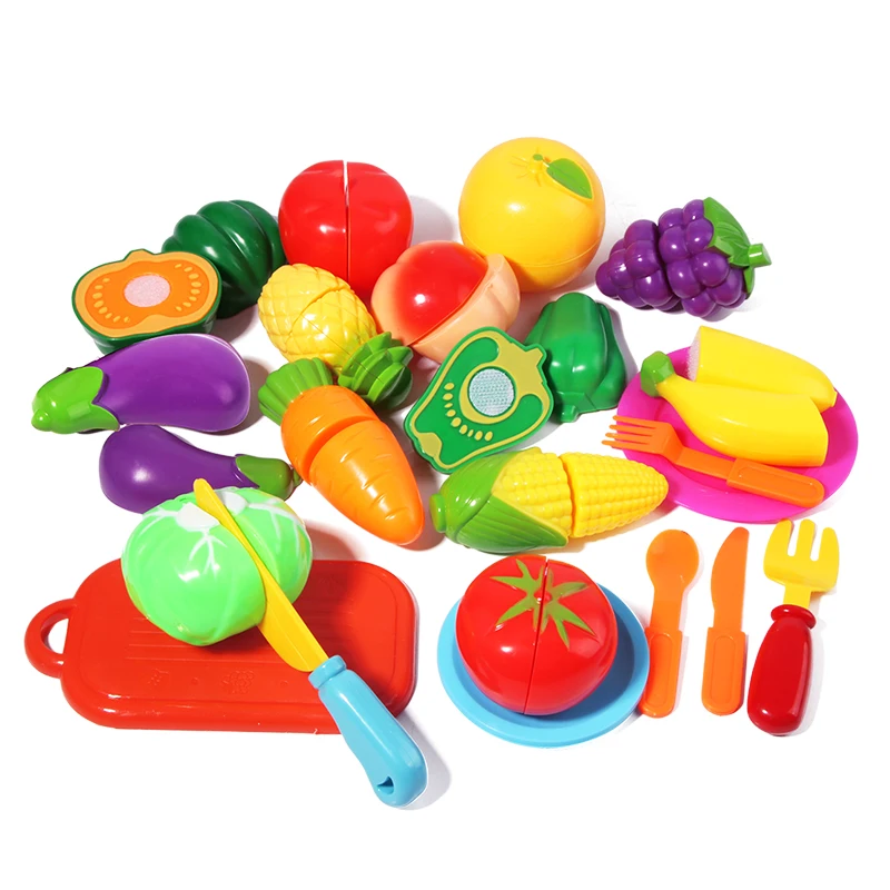 Cutting Play Pretend Food Cuttable Fruits & Vegetables Kitchen Toy ...