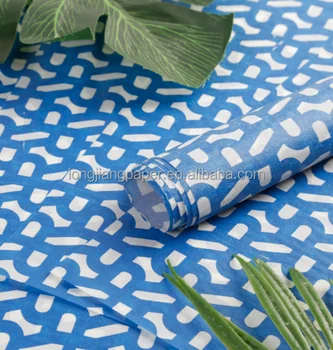 Best price blue wrap paper packing custom logo print paper gift wrap