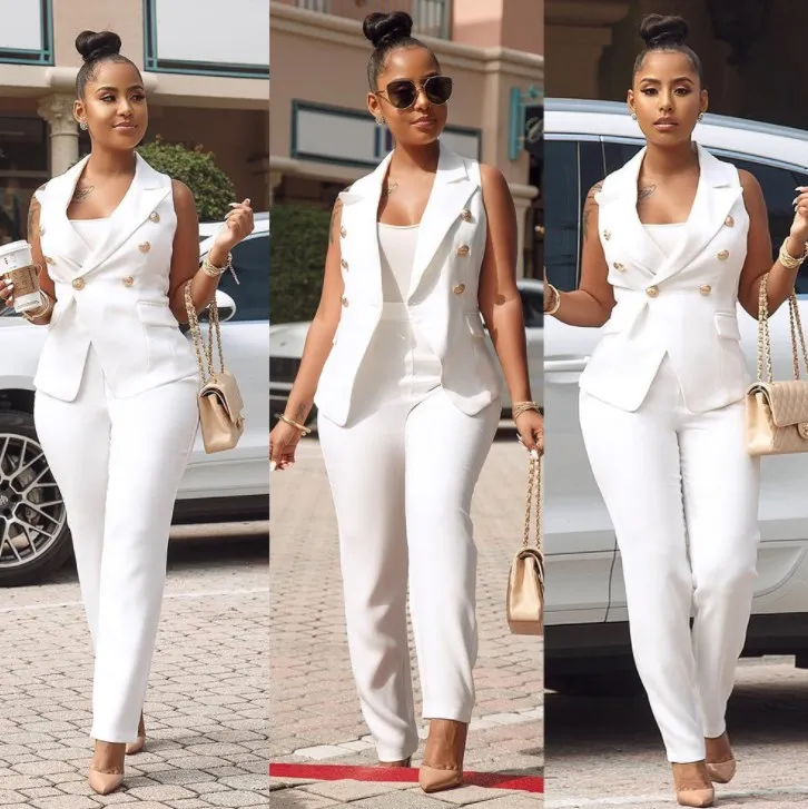 lugt Gensidig stege Office White Blazer Set Plus Size Sexy Work Clothes Two Piece Suit  Sleeveless Women Blazer Solid Jacket And Pant Suit Set - Buy Business  Regular Fit Sleeveless Blazer And Pant Set,Office White