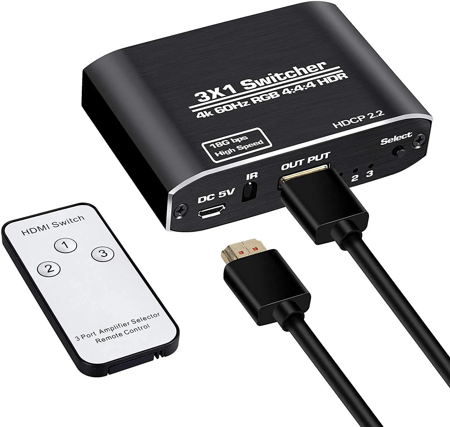 3 In 1 Out 4k Hdmi Switch Splitter Switcher With Ir Remote Control