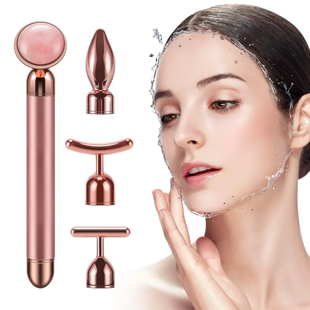 4 in 1 Weight Loss Face Massager Gold Vibrating Facial Rose Quartz Roller  Massager Stick Skin Firming Facial Skin Care Tools| Alibaba.com