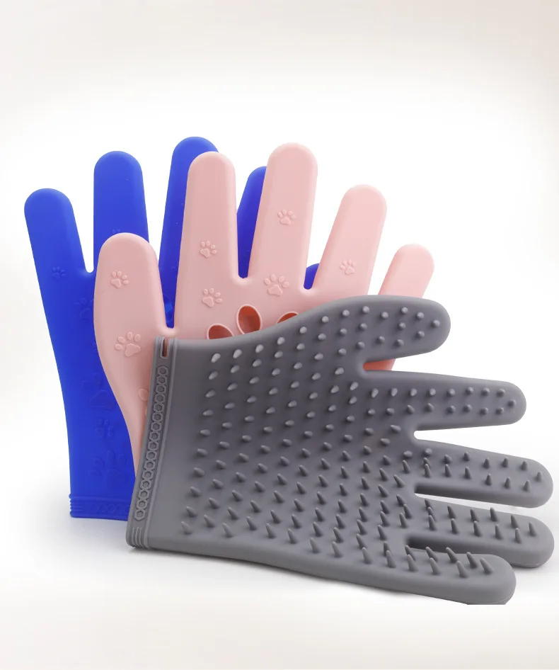 New Pure Silicone Pet Hair Removal Gloves Thickened Hair Remover Easy to Clean Cat Dog Grooming Tool for Pet Cleaning & Bathing details