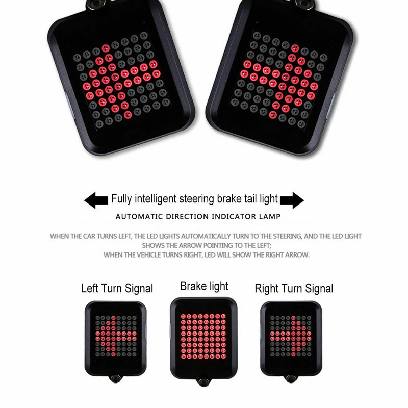 Feu Arrière Vélo Laser + 5 LED - Clignotant, Sécurité