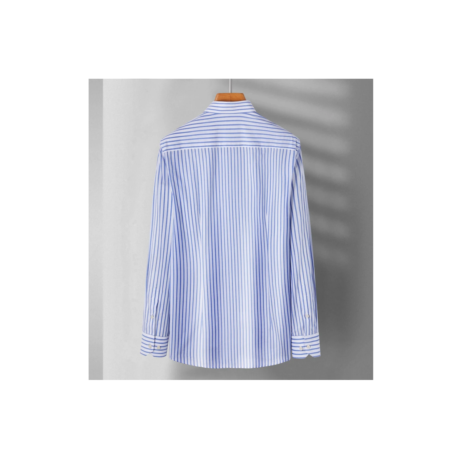 Premium Blue Stripe Cotton Fabric for Men s Shirt Classic Spring Style Long Sleeve Business Casual S