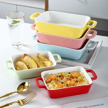 450ml  800ml Ceramic Square Baking Tray for Cake Pizza Soup Rice-Eco-Friendly Baking Dishes & Pans