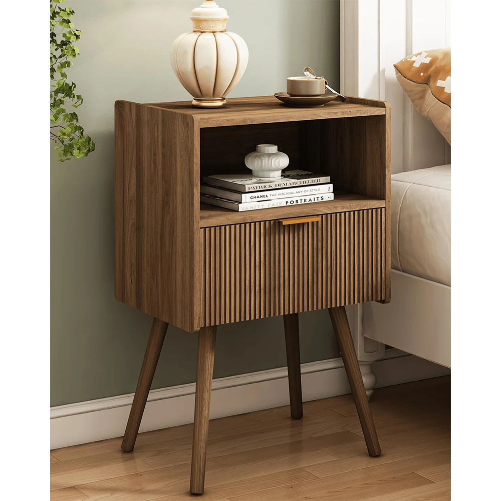 product nu deco mh25827 modern bedside table storage drawer wood shelf living room bedroom small spaces accent night stand solid wood-0