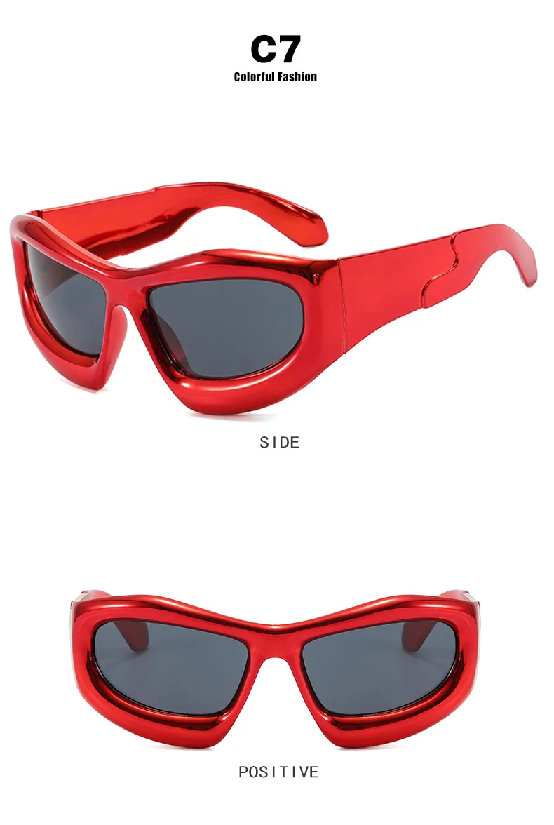 Steampunk Y2k Oval Wrap Around Sunglasses 2023 Men Women Shades Retro Frame Fashion Logo Custom