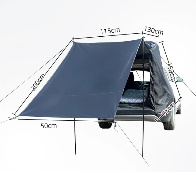 Car tail tent outdoor self driving camping extension tent sunshade rain proof car travel tent
