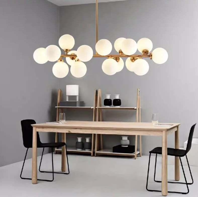 Nordic Black Loft Living Dining Room Magic Bean Molecular Chandelier, Simple  Creative Dining Table bar Glass Bubble Ball Lamp