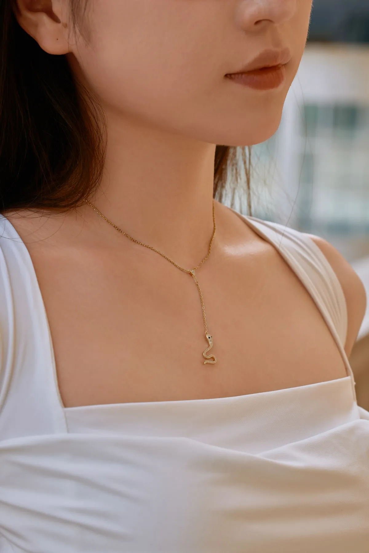 KAKODIY 18K Gold Plated Necklace Zircon Zirconia Exquisite 925 Sterling Silver Charm Chain Snake Pendant Necklace for Women detail 3
