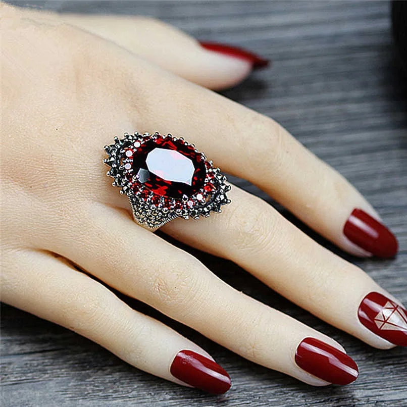 Silver Plated Red Stone Finger Ring – Silvermerc Designs