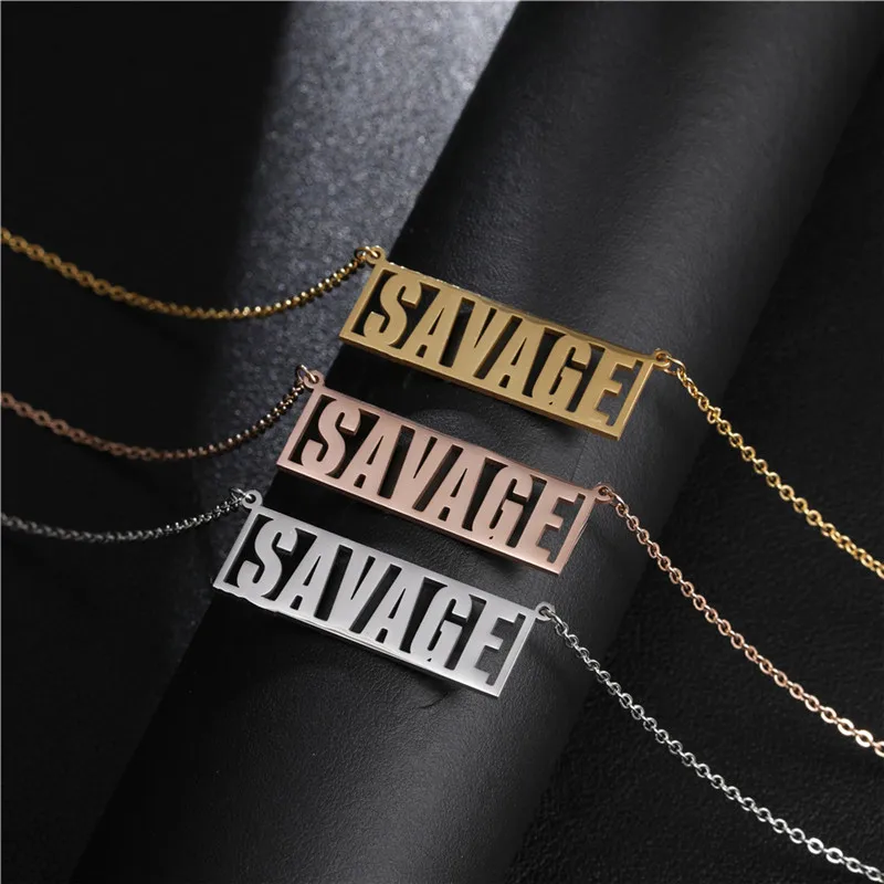 Stainless Steel Name Pattern Character Letter Necklace DIY Personalized Multiple Diamond Name Plate Custom Necklace