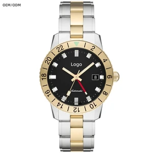 OEM Watches Supplier Custom Logo Men Classic Automatic Watches 20BAR Waterproof Stainless Steel GMT Diver Mechanical Watch