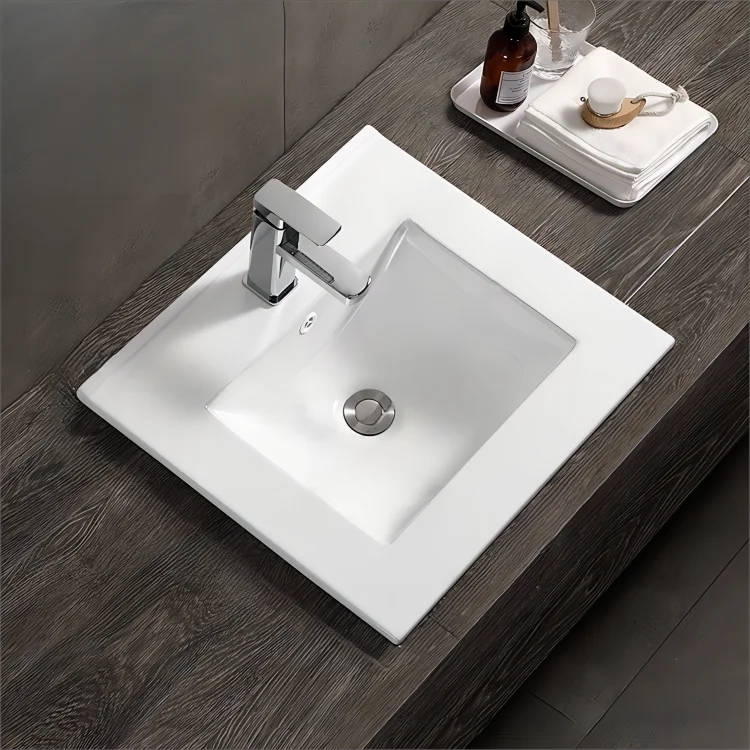 Lavatory Thin Edge Small Cabinet Wash Basin Square Ceramic Bathroom White Slim Wash Basin