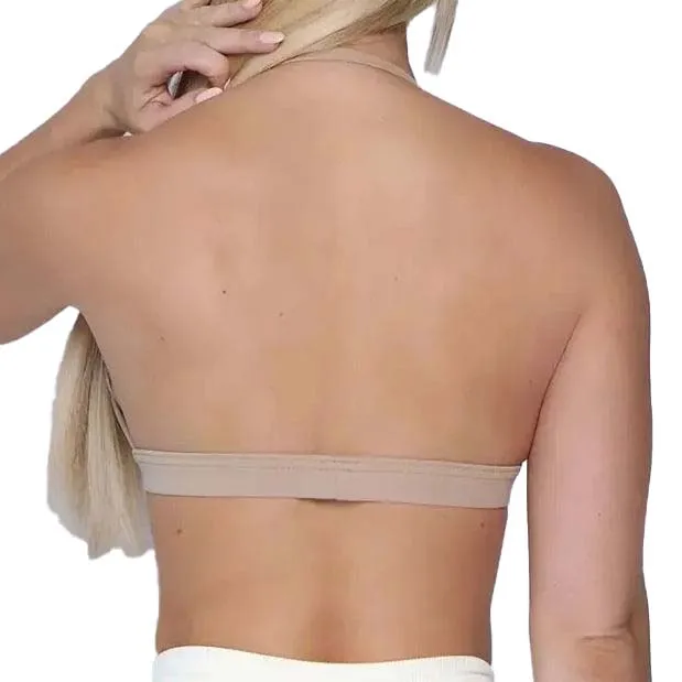 OEM Custom Lady Padded Backless Workout Bra Gym Yoga Top Yogawear Fitness Open Back Halter Seamless Sports Bra for Women