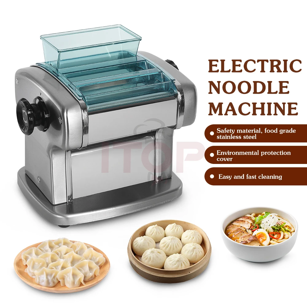 Electric Pasta Maker, Household Noodle Making Machine Dough Spaghetti Roller Pressing Machine with 2.5mm Noodle Cutter, Stainless Steel, 135W 5kg/h