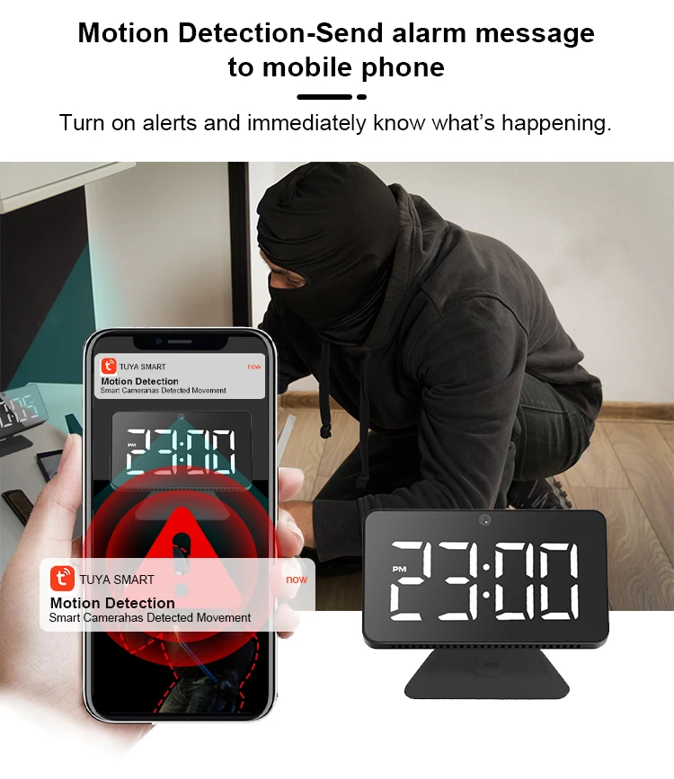 Wholesale 1080p Wifi Smart Alarm Clock Camera Home Security Digital