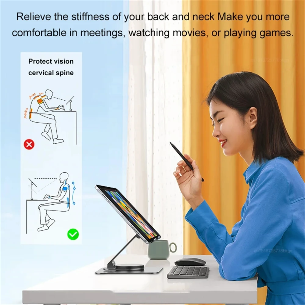 Tablet Holder Stand 360 Rotation Portable Foldable Desktop Laptop Stand Aluminium Alloy Laptop Holder
