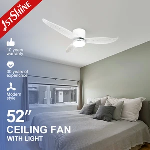 1stshine Ceiling Fan OEM ABS Blades 52 Inches Remote Control Flush Mounted Ceiling Fan with LED Light