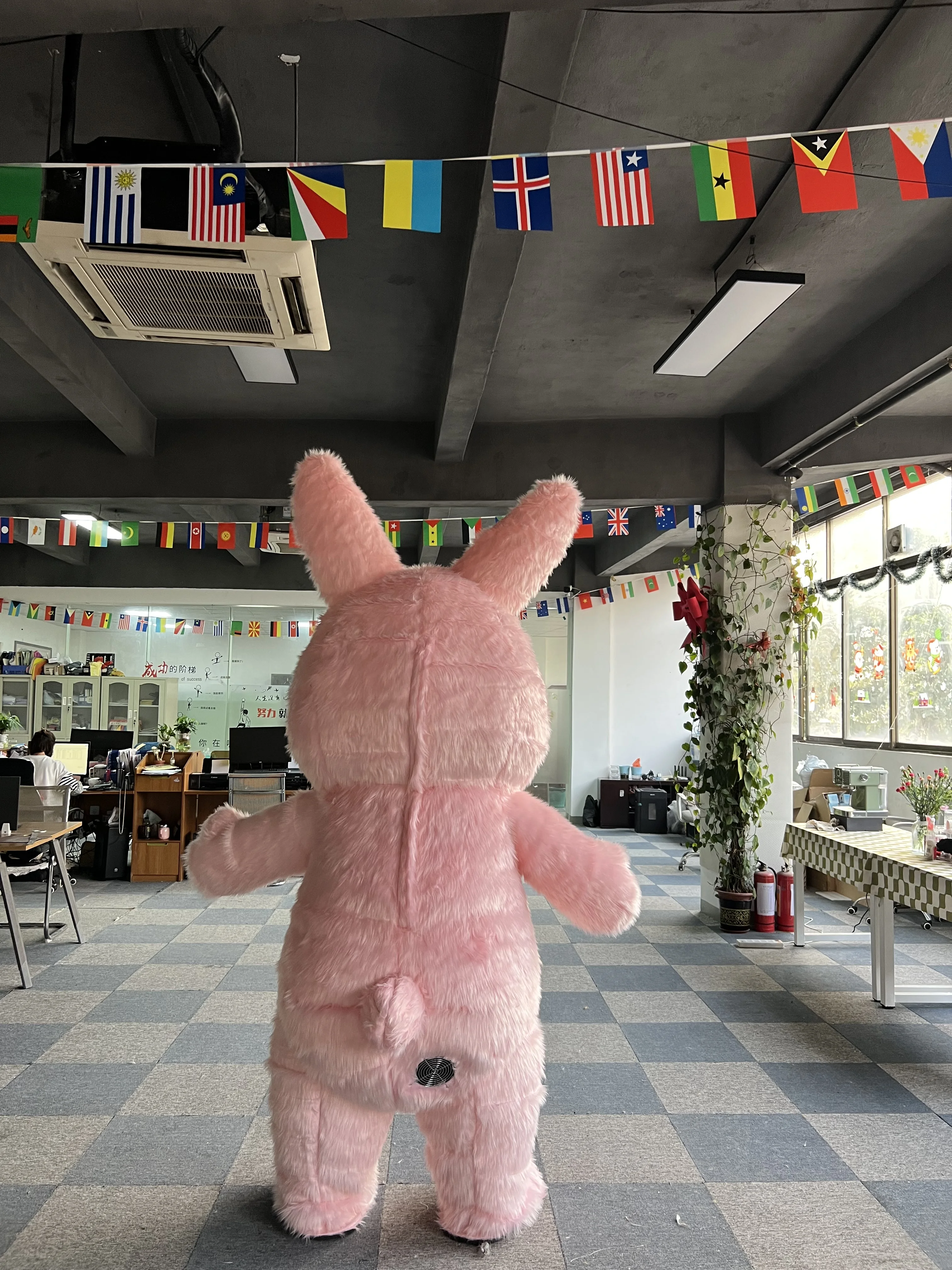 Wholesale Custom Adult Rabbit Mascot Costume Gray Bunny Inflatable Cartoon Plush for Halloween Movie Walking Character Sale