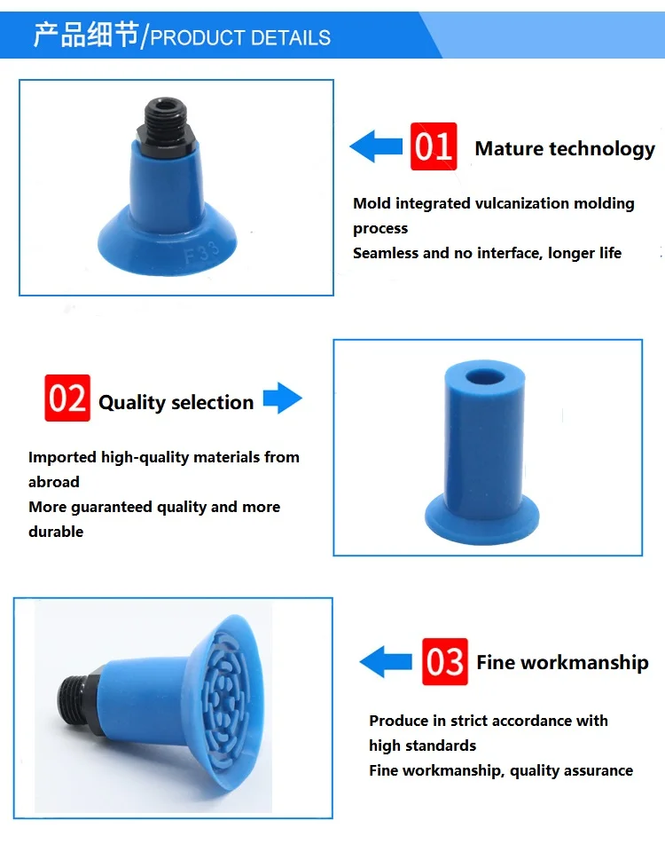 Industrial Vacuum Suction Cup – PIAB Film Bag Opening Sucker, Strong Silicone/Nitrile For Automation, 5PCS Set (F33)