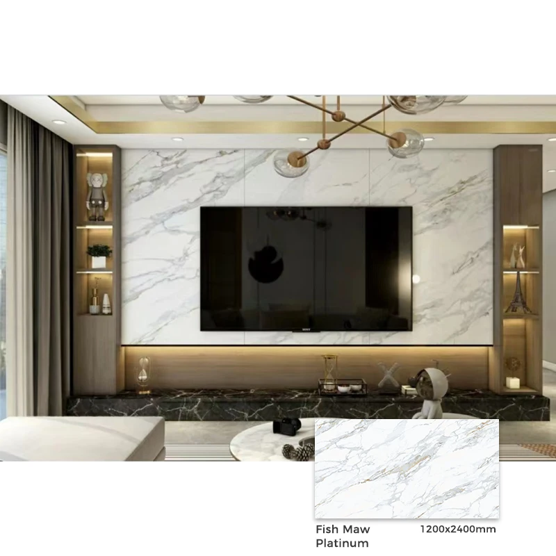 Realgres White Ceramic Countertop Fish Maw Platinum Big Size Porcelain Tiles Quartz Countertops Slabs