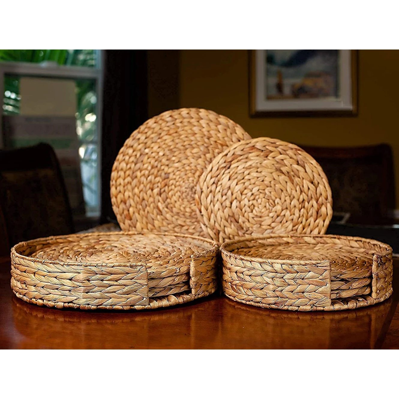 Sets De Table Wedding Round Dinner Placemats Table Natural Fibra Water
