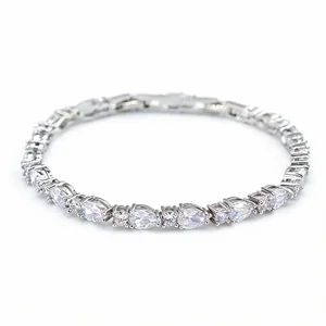 Ilona High Quality Silver Color Copper Zircon Stone Bracelets Fashion Water Drop Bride Chain & Link Bracelet Jewelry for Party