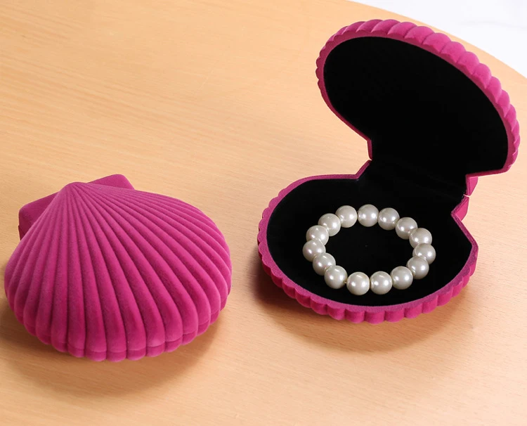 Large Size Clam Shell Shape Jewelry Box With Foam Insert Velvet Pink ...
