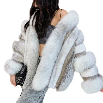 2019 Lad Woman Coat Real Fox Fur Mink Fur Luxury Style Female Overcoat Genuine Natural Mink Fur Coat