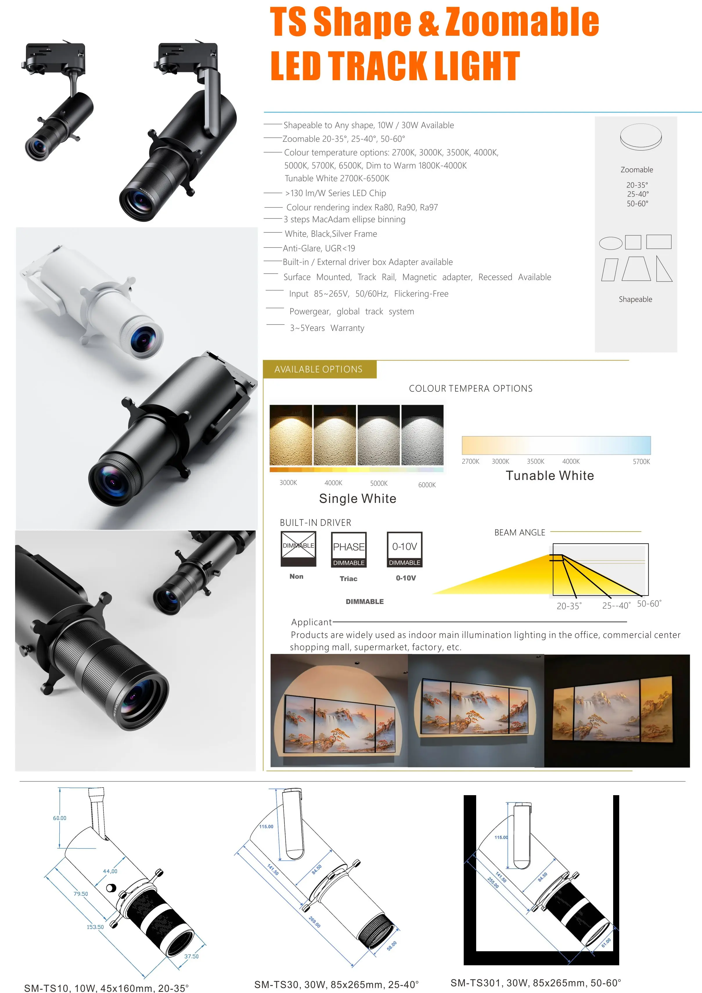 shapeable led track spot light