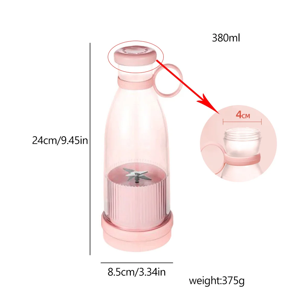 In Stock Smart Mini Juicer Bottles 380ML USB Rechargeable Portable Mini Electric Fresh Juicer Blender