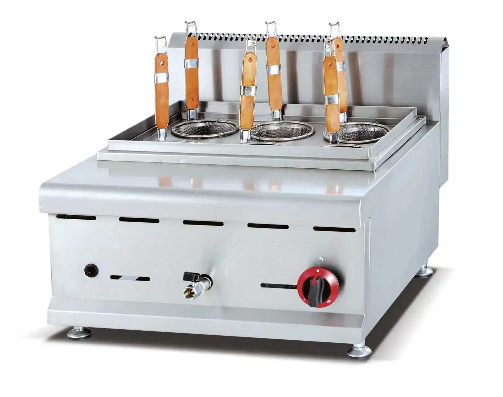 Countertop 6-Hole Gas Noodle Cooker Commercial Stainless Steel Pasta Boiler with Baskets for Restaurant/Malatang