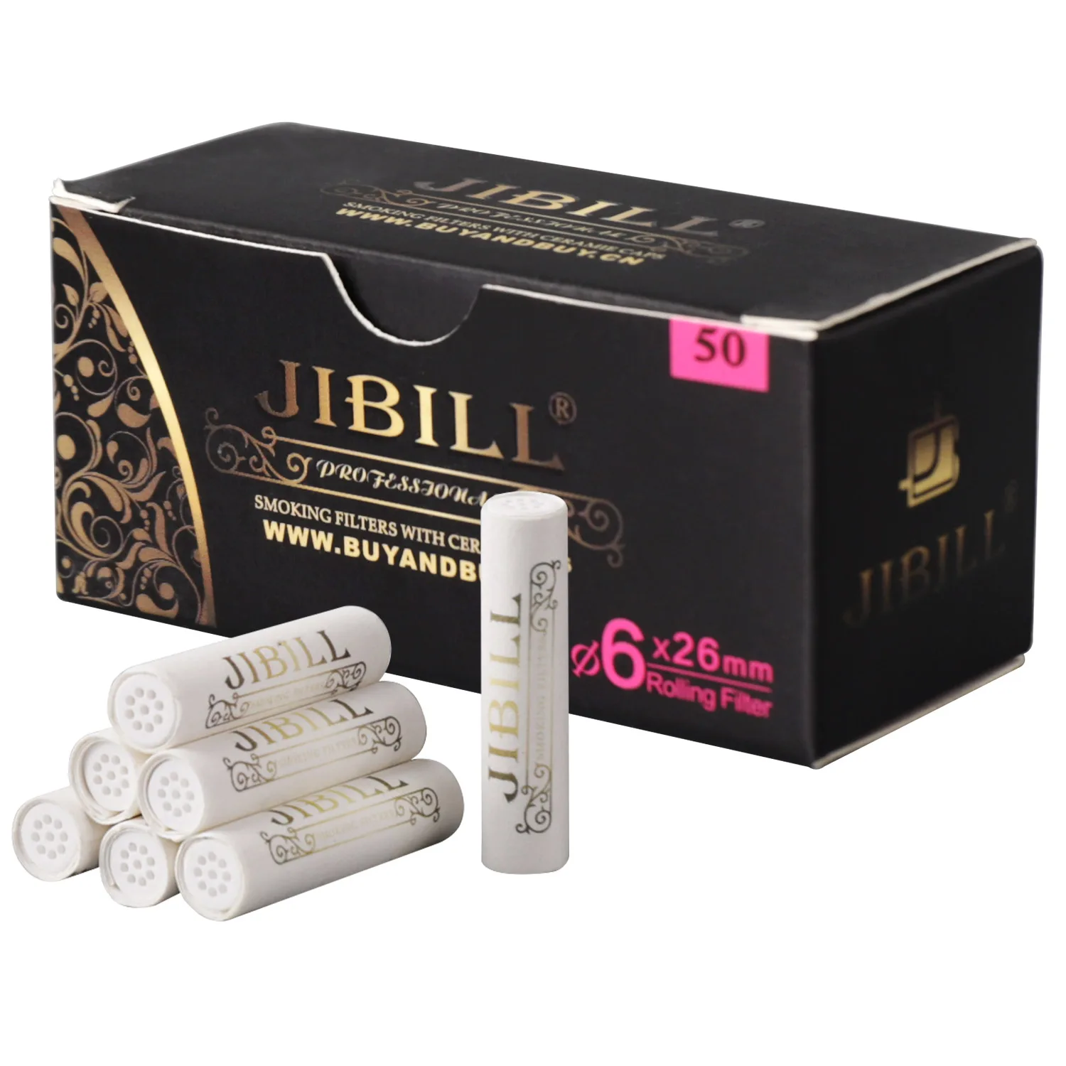 JIBILL 8mm Activated Carbon Filters Smoking Tobacco Pipe Filter Smoking  50pcs