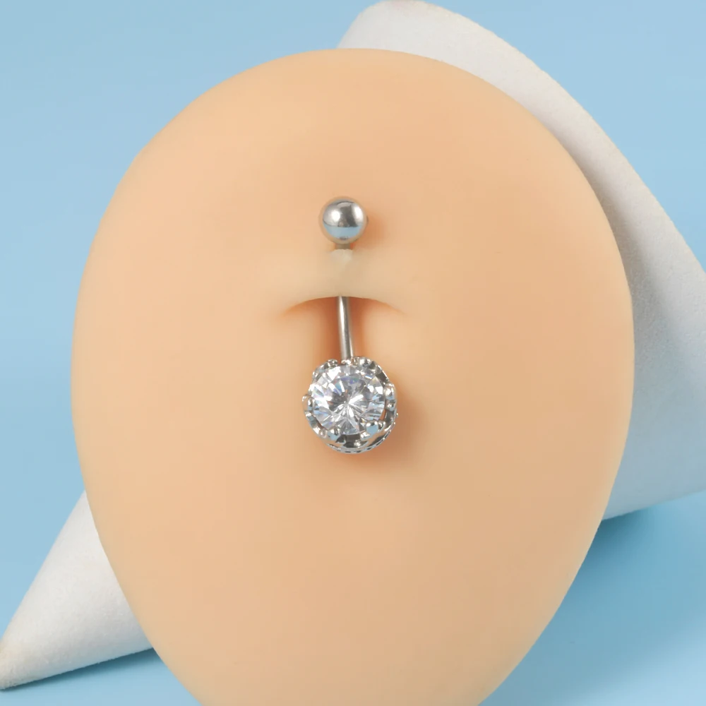 Surgical Steel Externally Threaded Navel Piercing Ring Round Claw