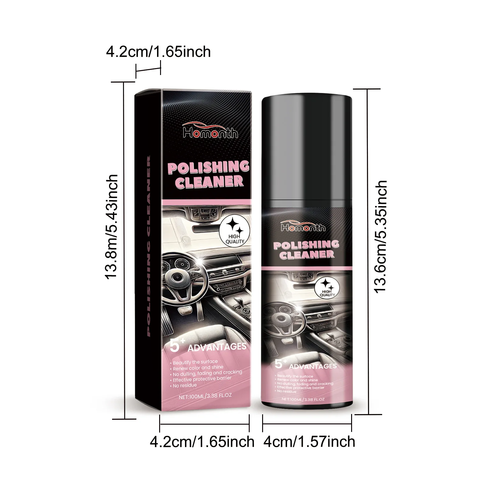 HOMONTH Polishing Cleaner Plastic Polish Compound Detailing Polisher Stain Buster Gloss Improvement Interior Cleaner
