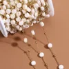 Cream Faceted Flat Bead-Gold plated