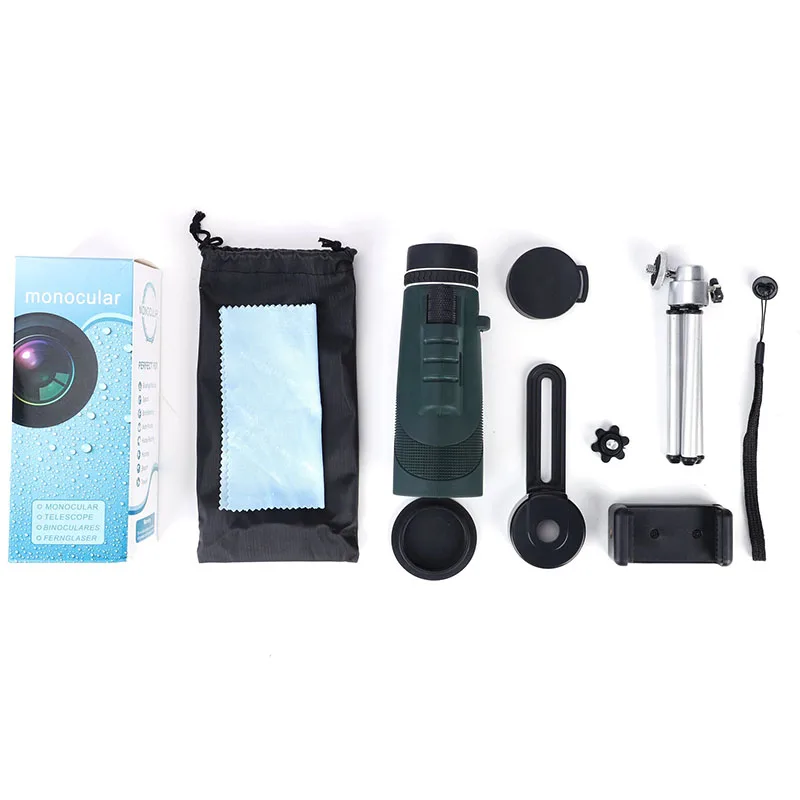 80x100 Monocular HD Zoom Monocular with Smartphone Hold Tripod Night Vision Pocket Telescope