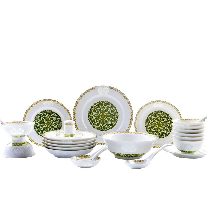 Nouvel arrivage de vaisselle en céramique blanche personnalisée pour fête de mariage, ensemble de vaisselle en porcelaine royale de luxe, ensemble de table à manger royale