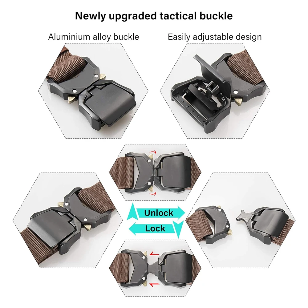 Sports Training Tactical Hiking Rigger Nylon Web Work Belt with Heavy Duty Quick Release Buckle Tactical Belt