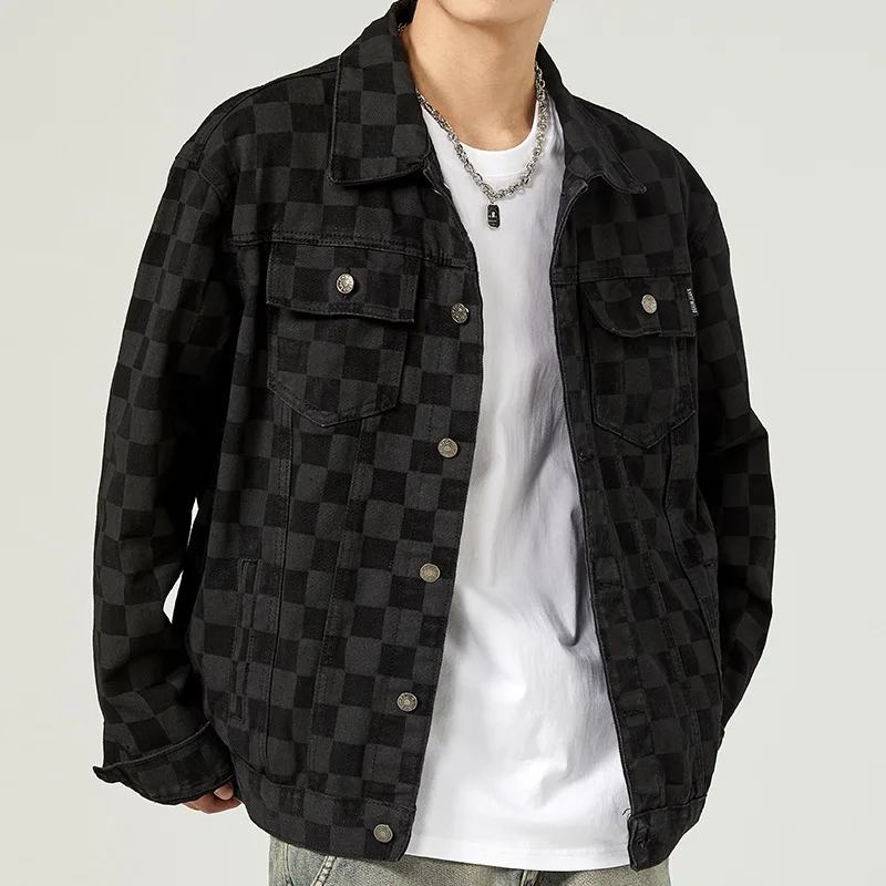 Men spring autumn denim coat cargo fashion casual Jean jacket_voghion.com