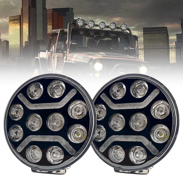 universal Spotlight 9-inch round led driving light with long-distance yellow for trucks, SUV, ATV, tractors