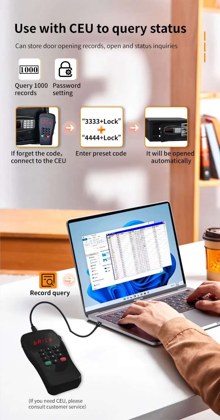 CEQSAFE Pregex Electronic Digital Stash Safe Lock Diplomat Hotel Time Reset Code Lock Room Box Hotel Safe details