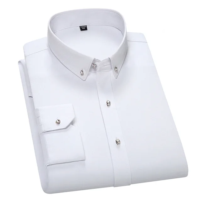 Factory sale blank polyester white slim fit formal custom plus size man shirts for men long sleeve