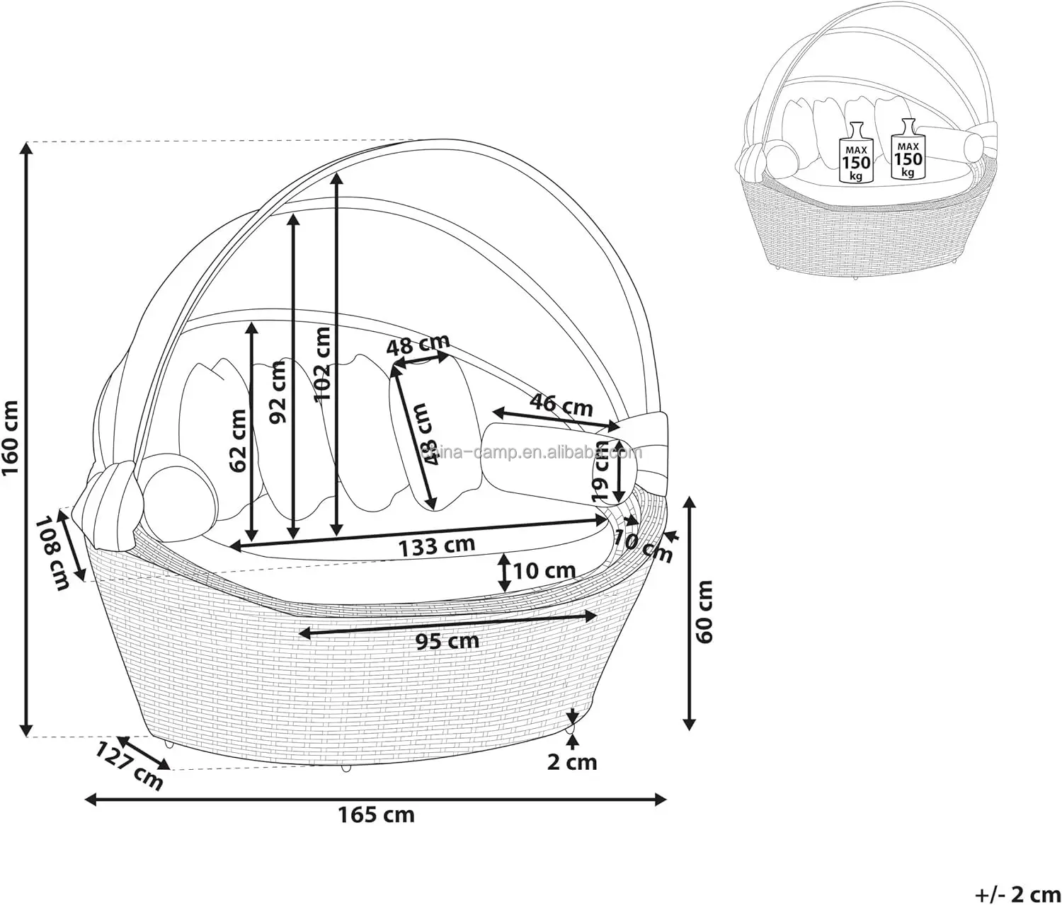 Outdoor Sun Island with Roof Garden Lounger, View Island Garden