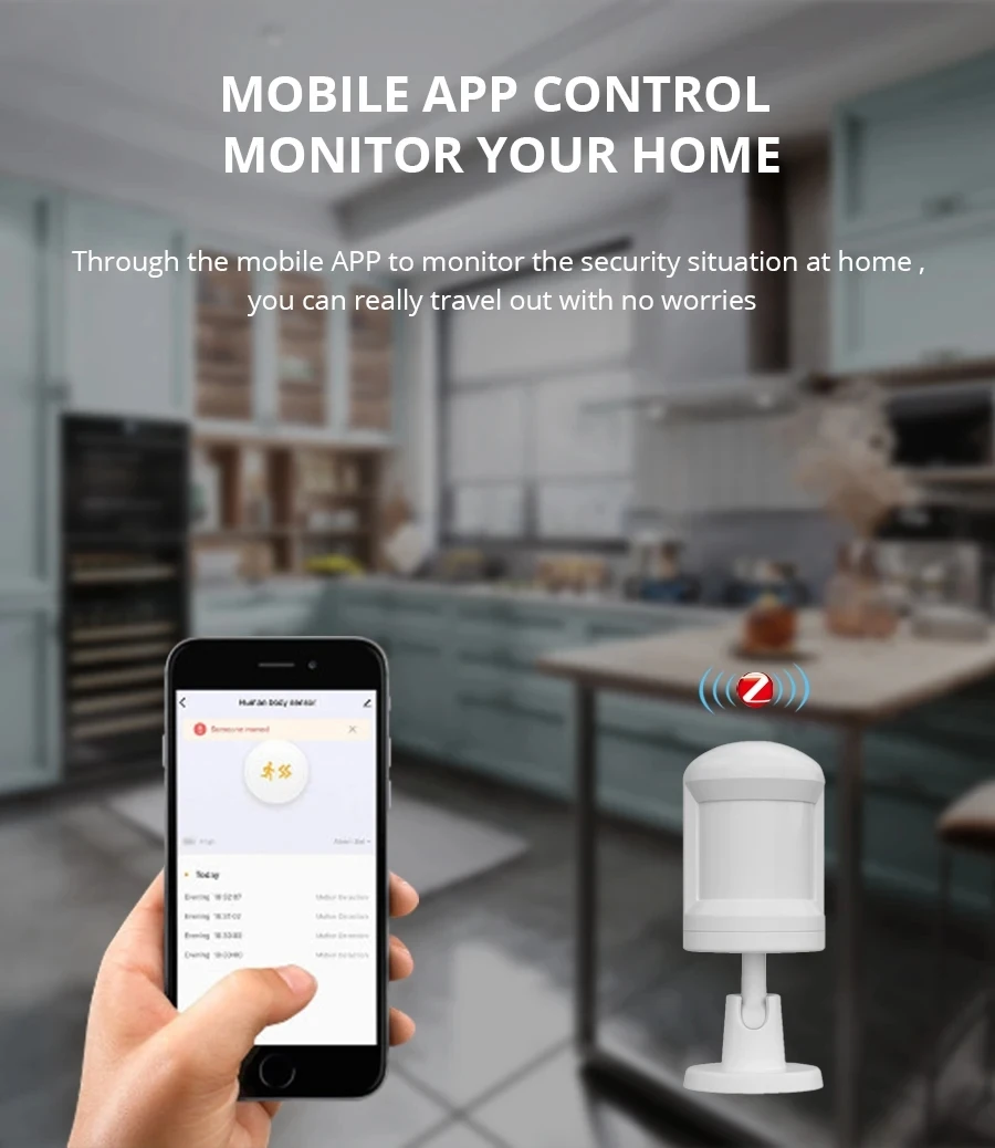 RSH Tuya Zigbee Infrared PIR Motion Sensor Wireless Smart Home Security Device that Detects People Movement for Alarm Systems