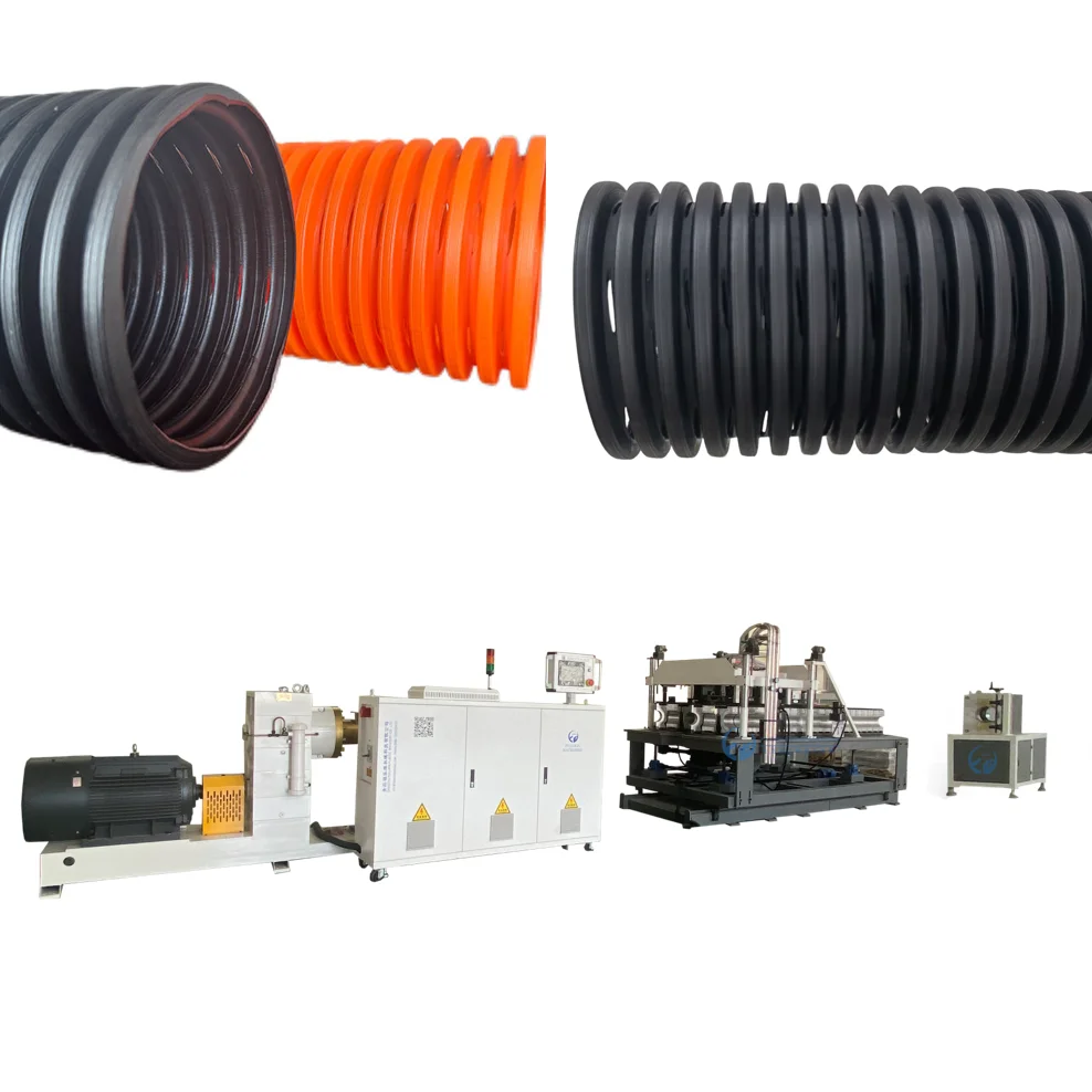 Landscaping Tunnel Drainage HDPE Single and Double Wall Corrugated Perforated Drainage Pipes Plastic Pipe Extruder Machinery