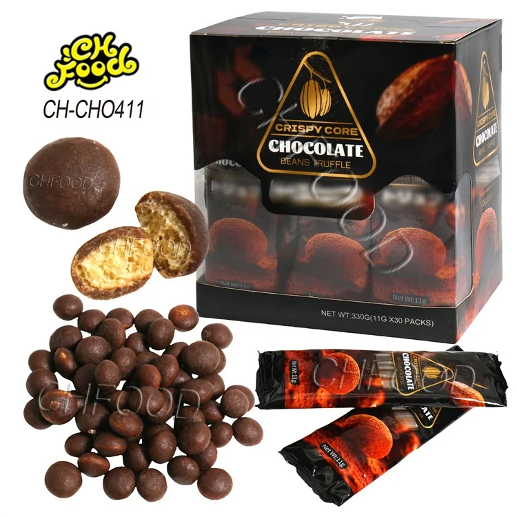 Chocolate Coated Crispy Cereal Puffed Ball China Candy Wholesale and Custom Halal Snack Food