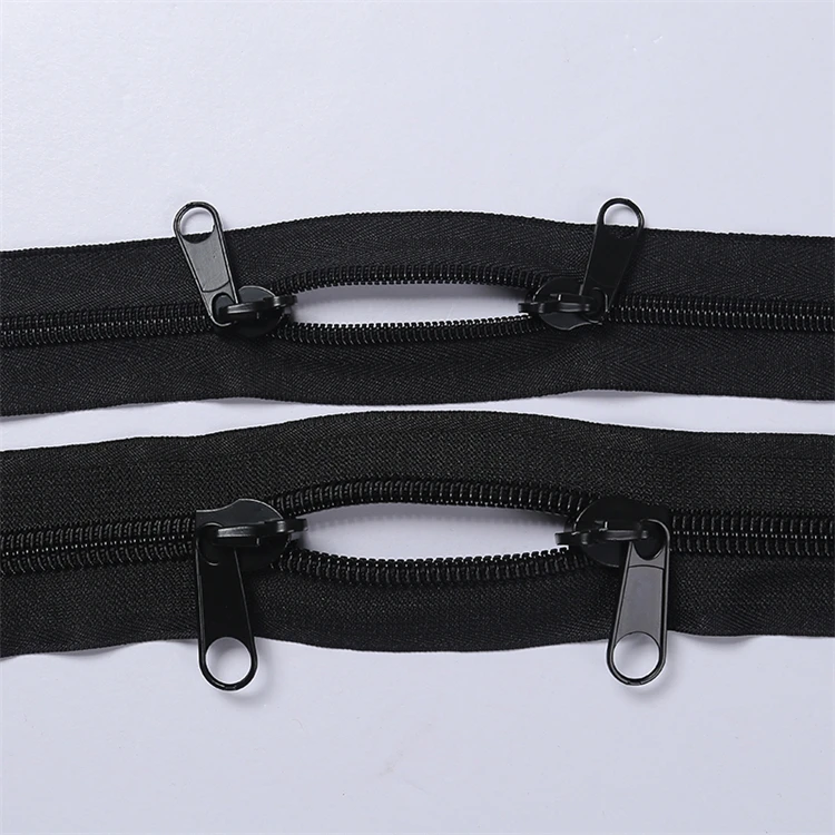 Double Layer Sbs8# Double Slider Factory Customized High Quality Nylon Anti-theft Lock Hole Puller Zipper for Luggage Bags